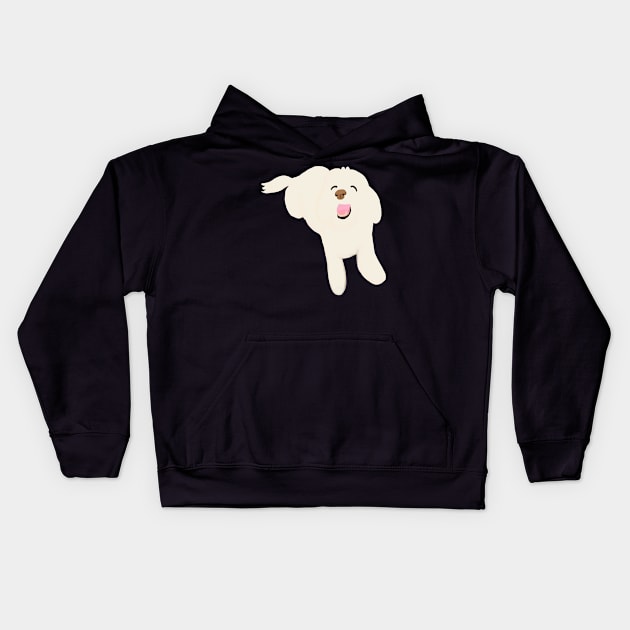 Smiling White Fluffy Maltipoo Dog Kids Hoodie by PatternbyNOK